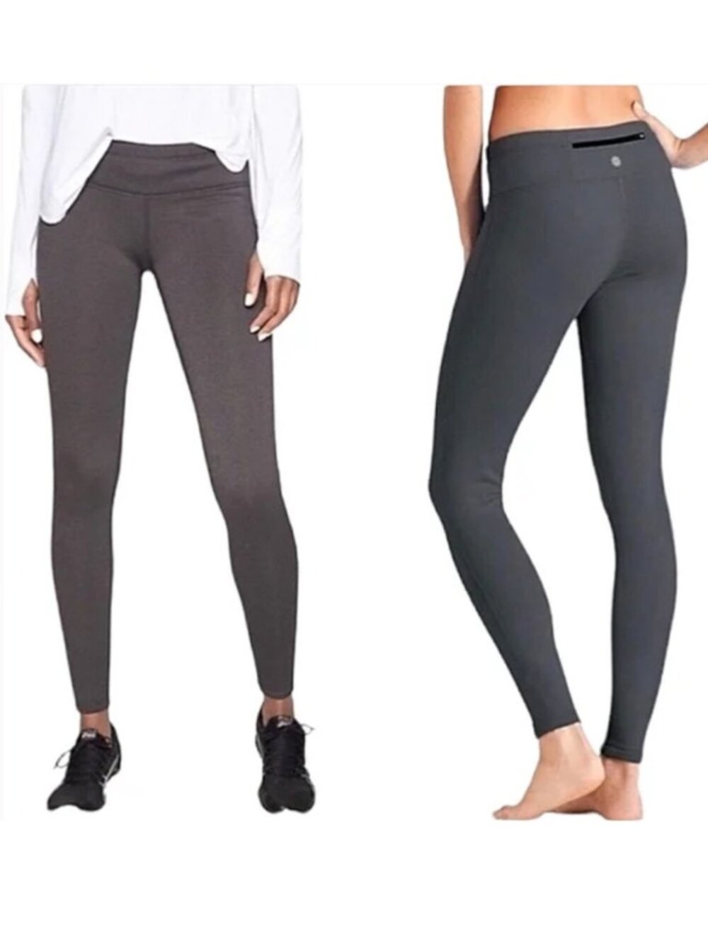 ATHLETA Women's EUC Polartec Fleece-Lined Leggings Heather Charcoal | Size L